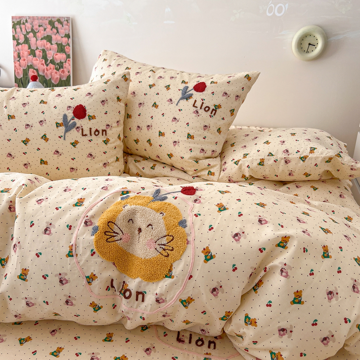 91家纺网 家纺一手货源 找家纺 舒居家纺 2026新款13070全棉纯棉毛巾绣单被套被套单件 蛋糕熊