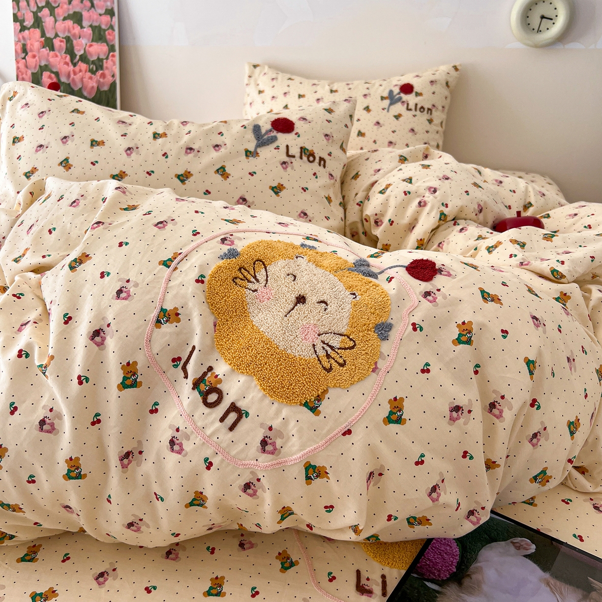 91家纺网 家纺一手货源 找家纺 舒居家纺 2026新款13070全棉纯棉毛巾绣单被套被套单件 蛋糕熊