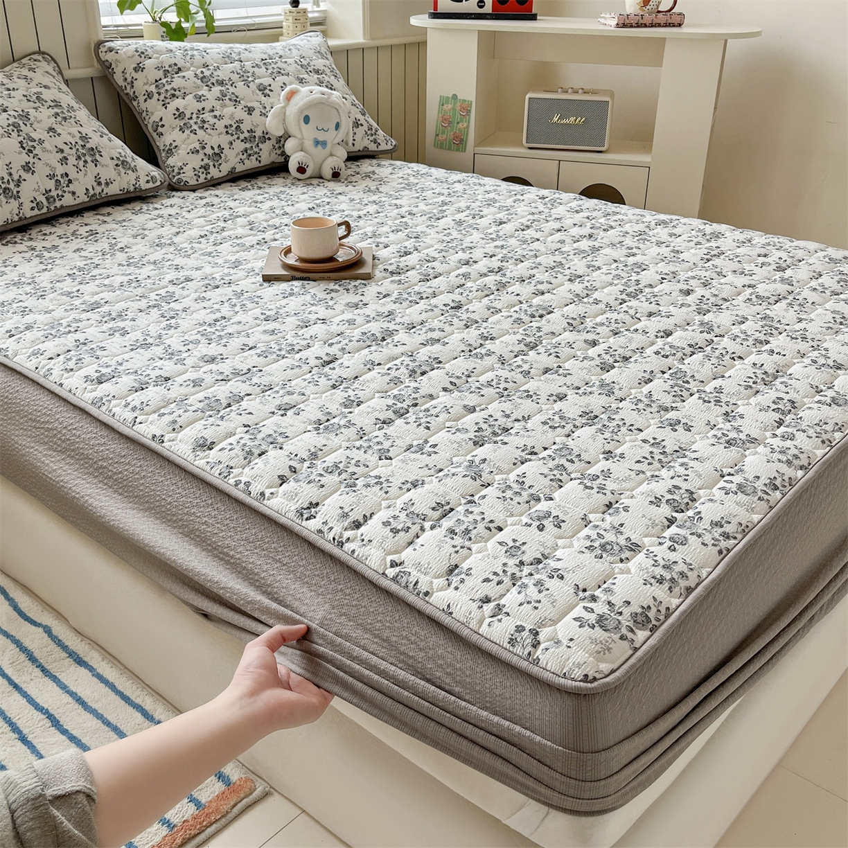 91家纺网 家纺一手货源 找家纺 （总）优眠坊 2026新款亲肤泡芙纱夹棉单床笠床笠单件单品床笠三件套