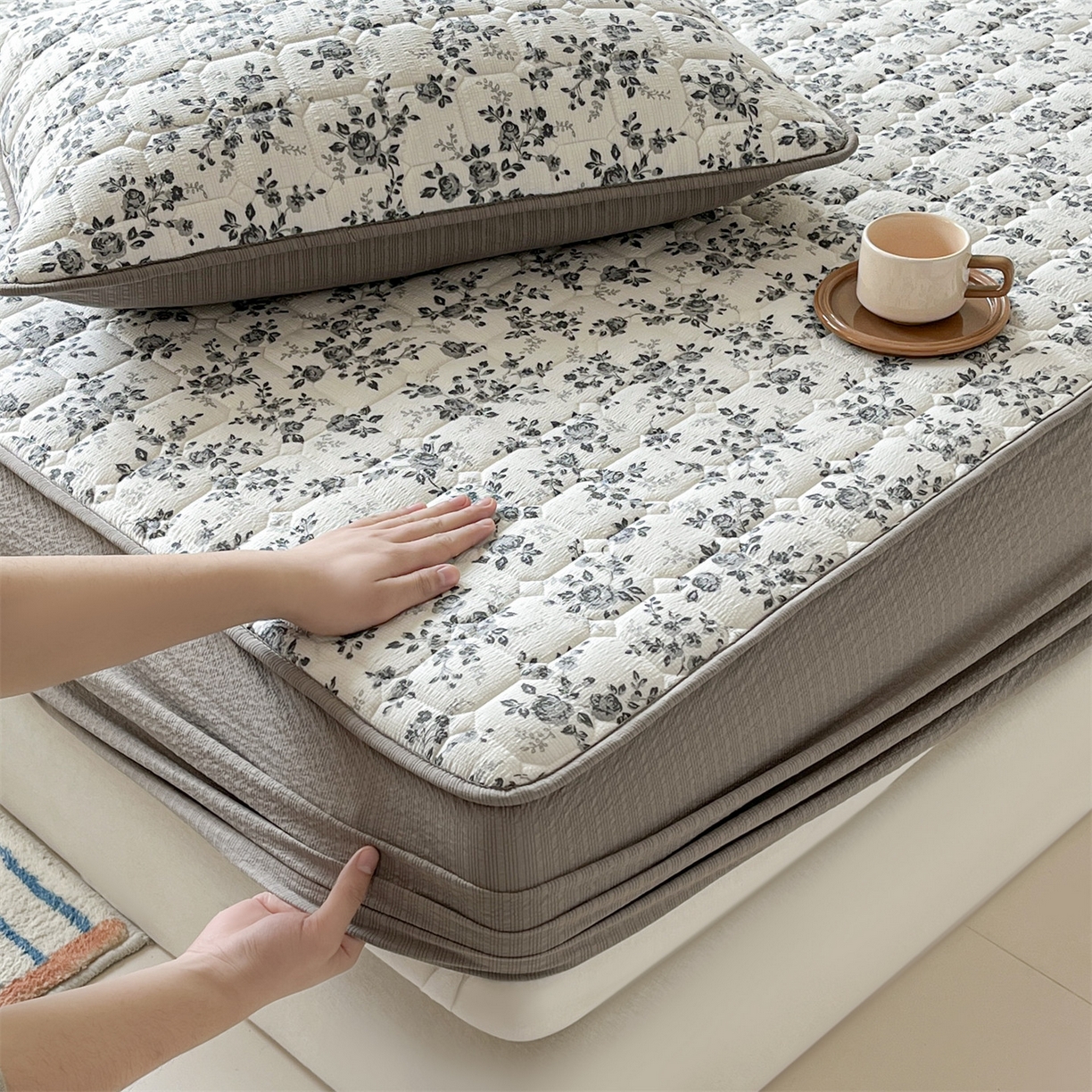 91家纺网 家纺一手货源 找家纺 （总）优眠坊 2026新款亲肤泡芙纱夹棉单床笠床笠单件单品床笠三件套