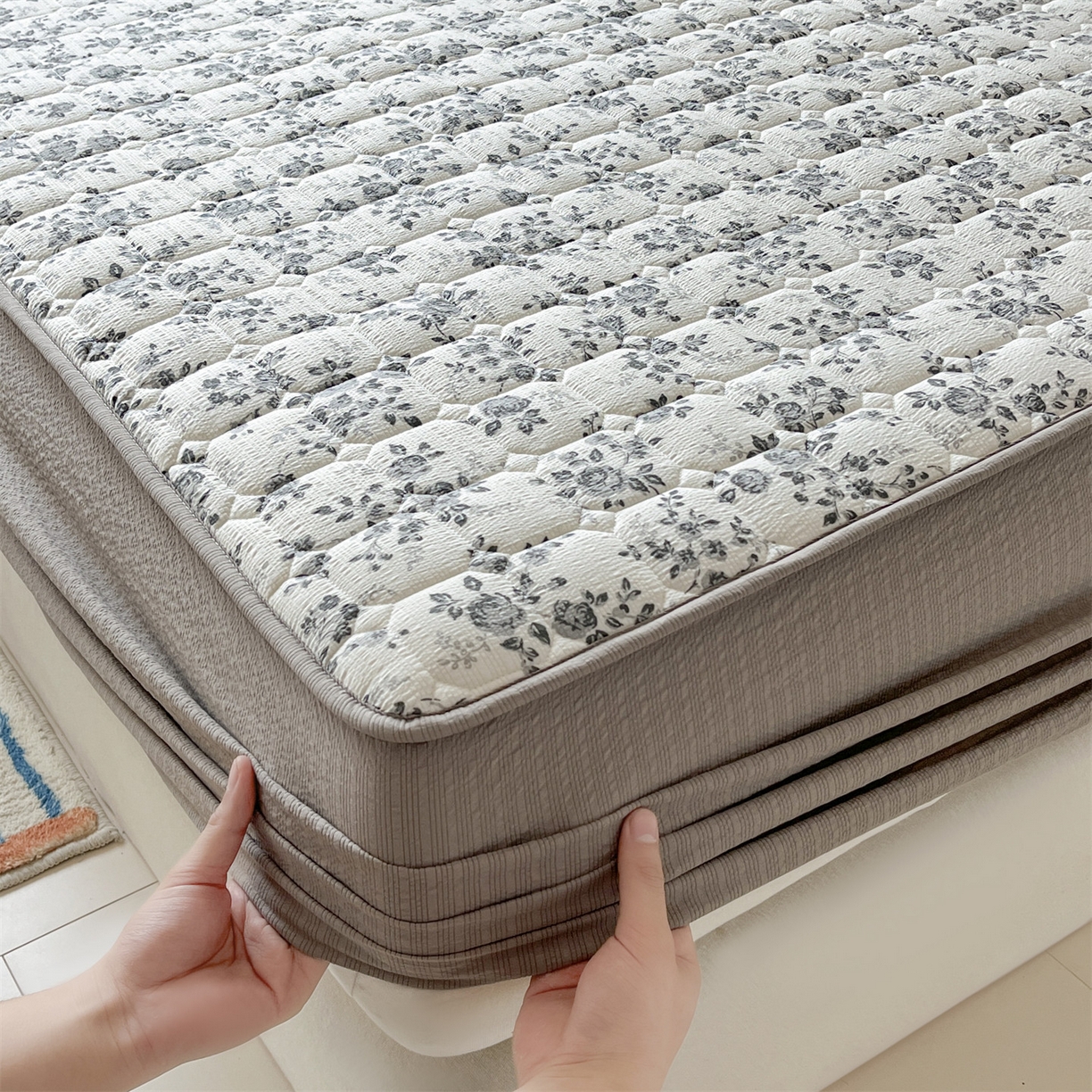 91家纺网 家纺一手货源 找家纺 （总）优眠坊 2026新款亲肤泡芙纱夹棉单床笠床笠单件单品床笠三件套