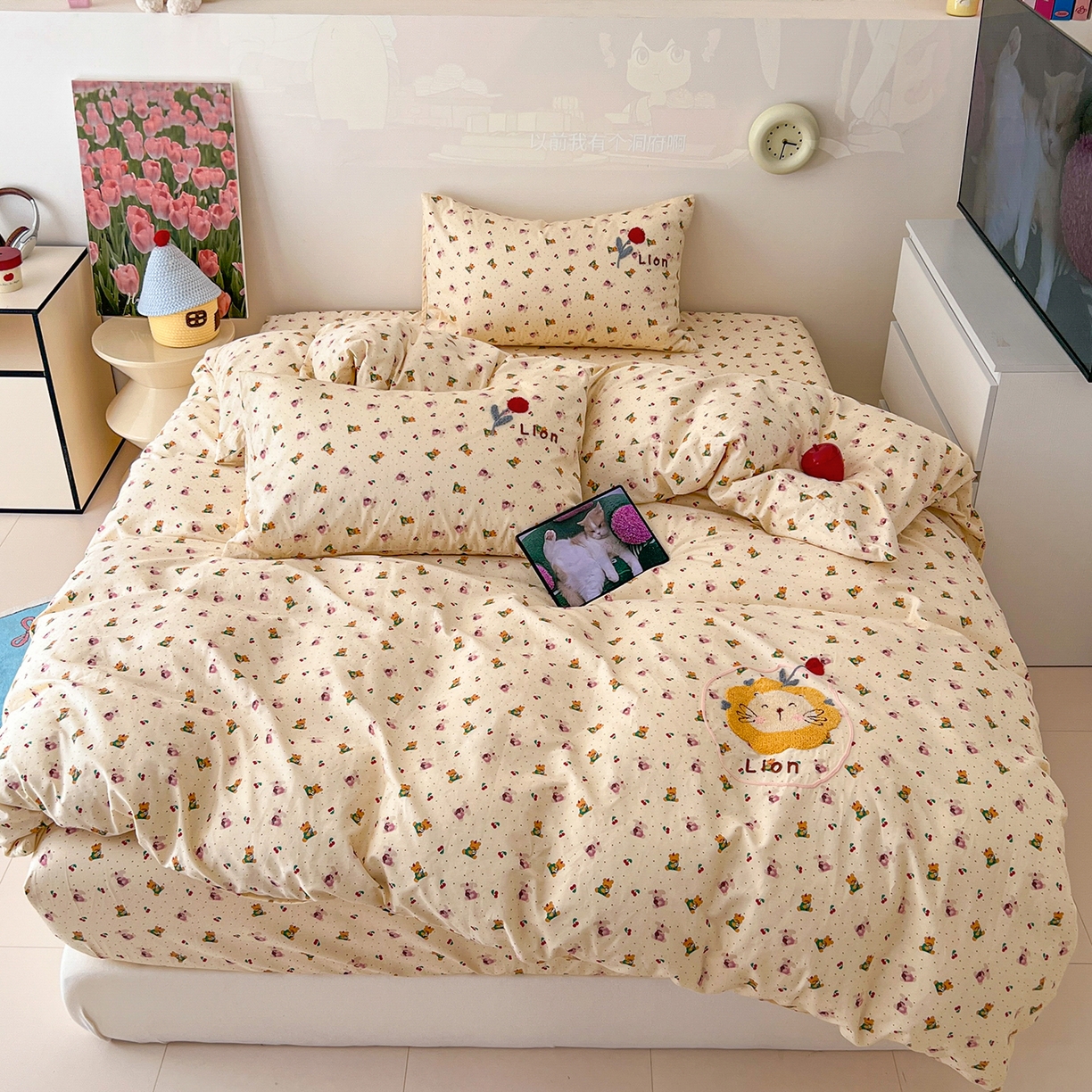 91家纺网 家纺一手货源 找家纺 舒居家纺 2026新款13070全棉纯棉毛巾绣单被套被套单件 蛋糕熊