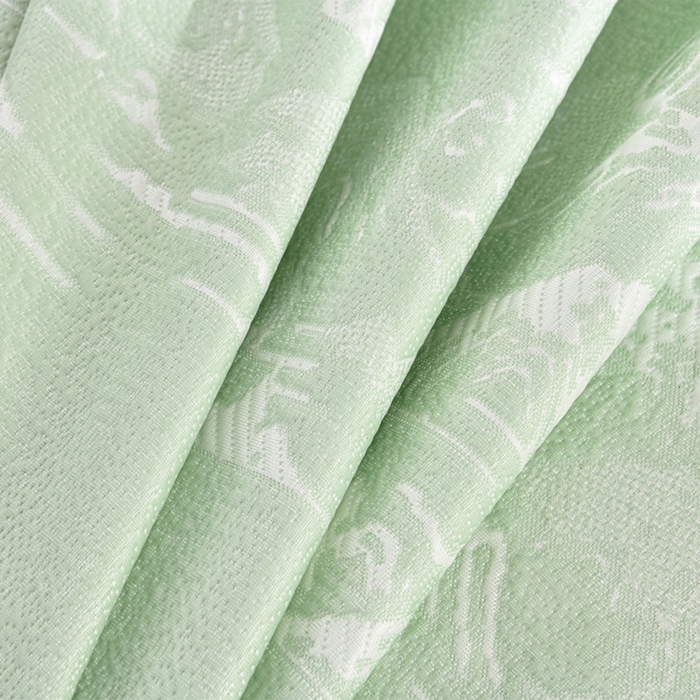 91家纺网 家纺一手货源 找家纺 梦之星 2026新款提花面料530克PE凉感因子冰豆豆床裙三件套 山水-绿