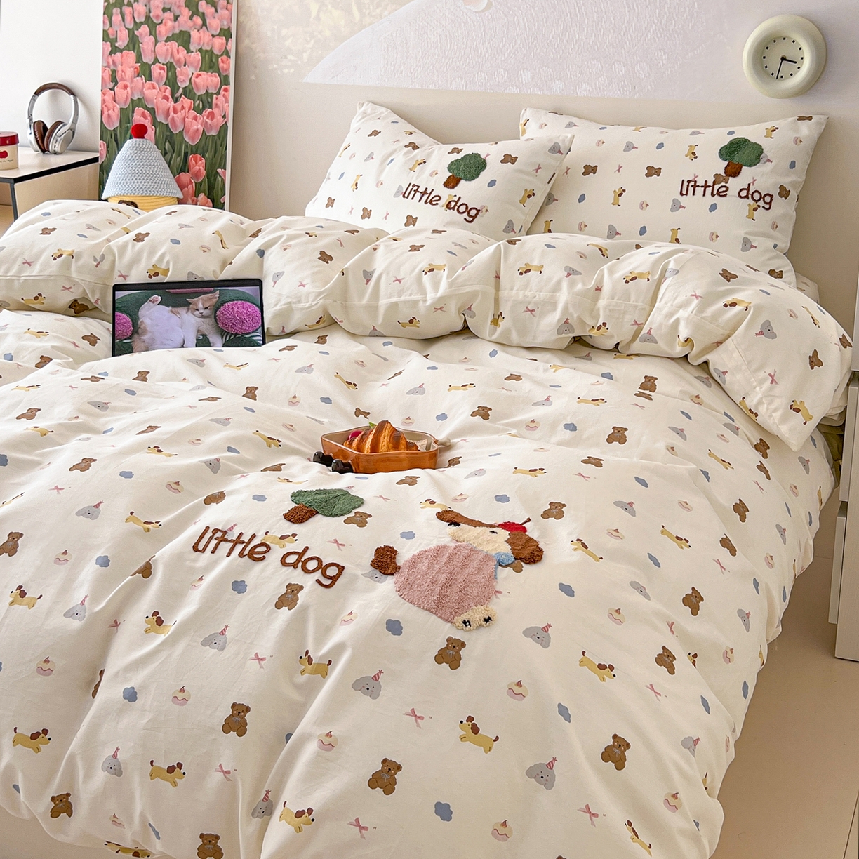 91家纺网 家纺一手货源 找家纺 舒居家纺 2026新款13070全棉纯棉毛巾绣单被套被套单件 奇趣缤纷