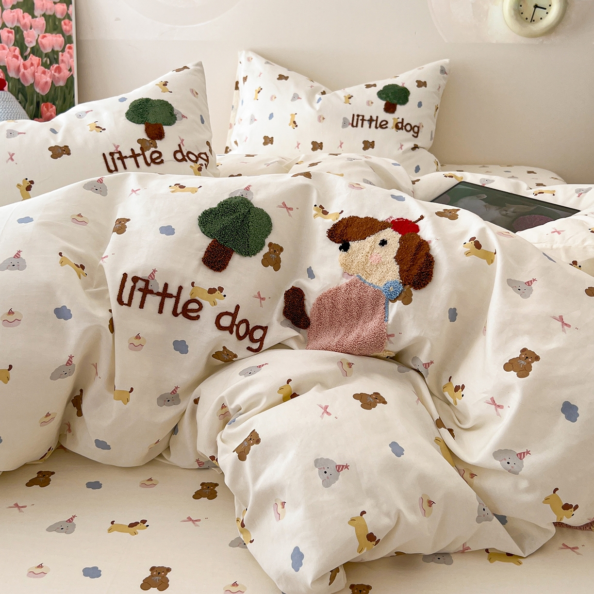 91家纺网 家纺一手货源 找家纺 舒居家纺 2026新款13070全棉纯棉毛巾绣单被套被套单件 奇趣缤纷