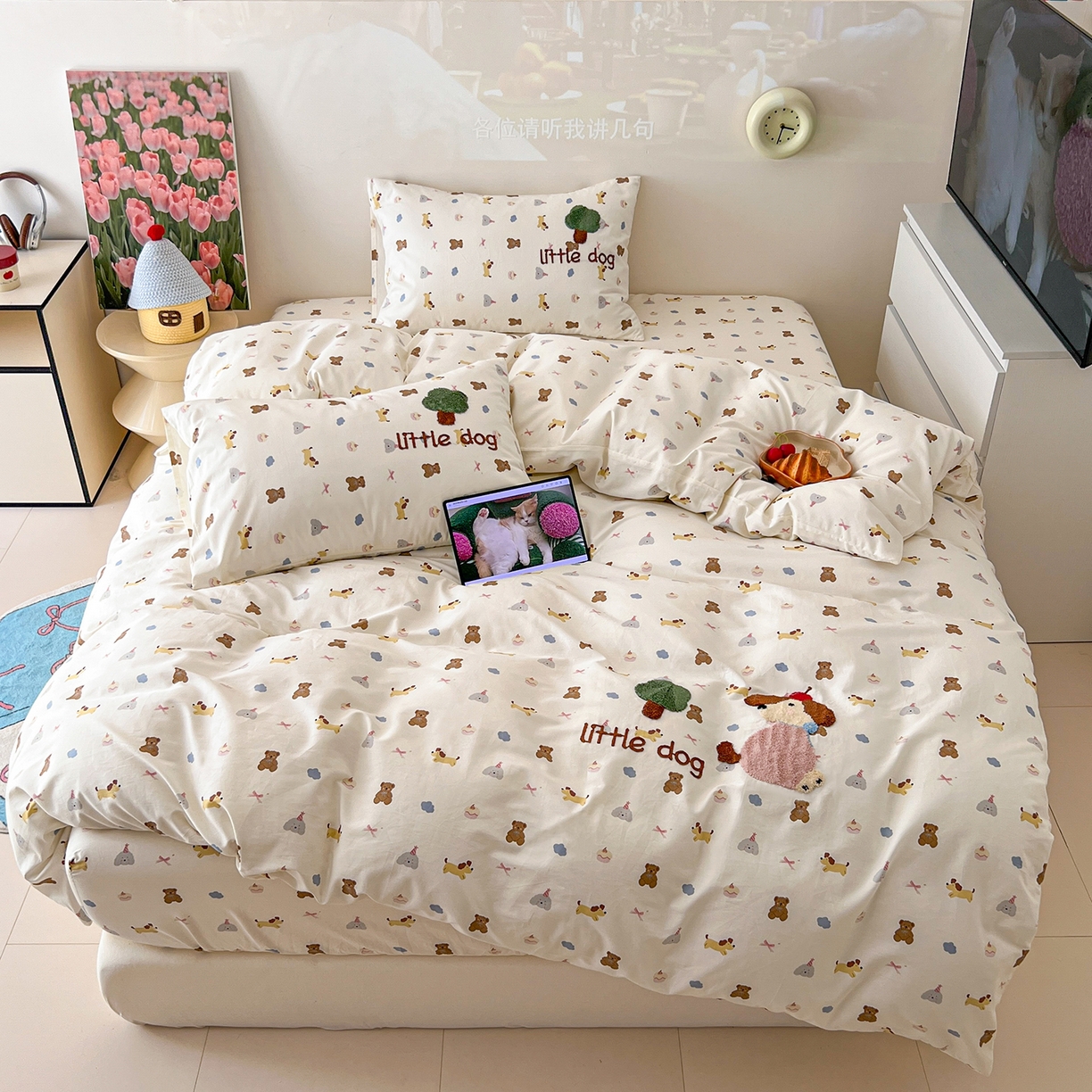 91家纺网 家纺一手货源 找家纺 舒居家纺 2026新款13070全棉纯棉毛巾绣单被套被套单件 奇趣缤纷