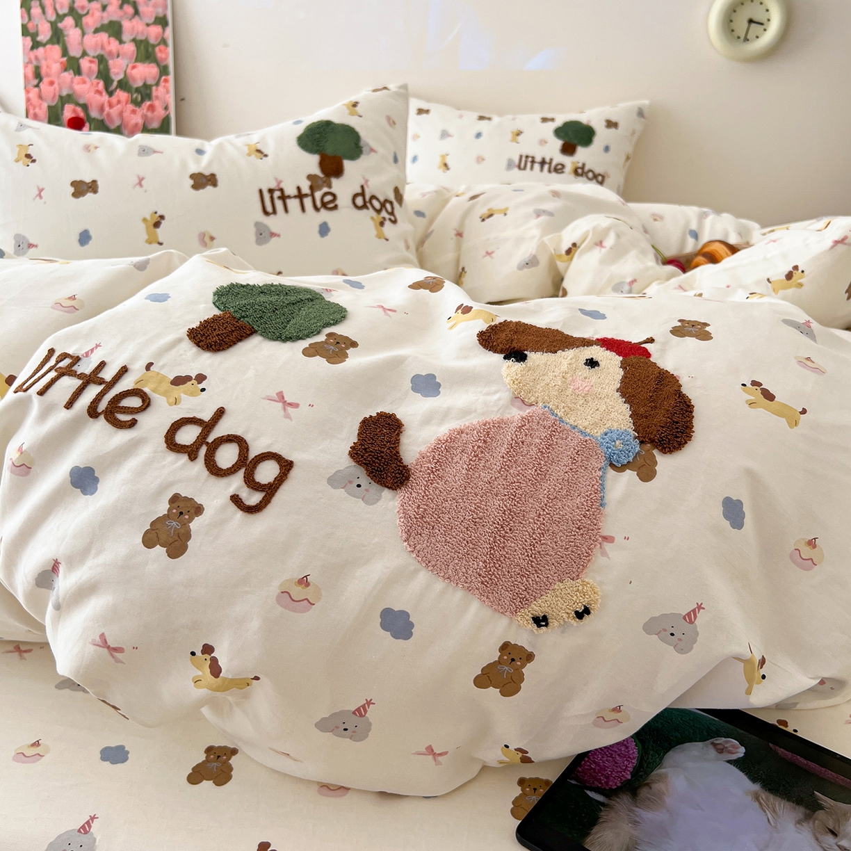 91家纺网 家纺一手货源 找家纺 舒居家纺 2026新款13070全棉纯棉毛巾绣单被套被套单件 奇趣缤纷