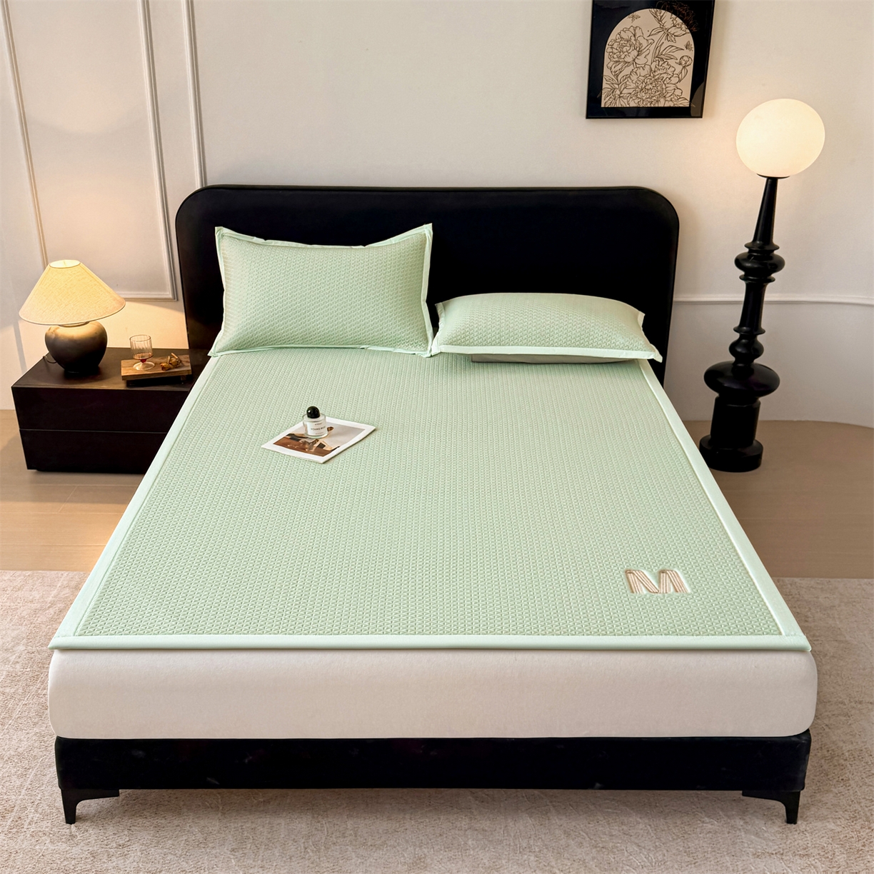 91家纺网 家纺一手货源 找家纺 乐家欣 2026新款夏季高端pe空调软席可水洗席子凉席-慕尚M纹 床席款-慕尚M纹-绿