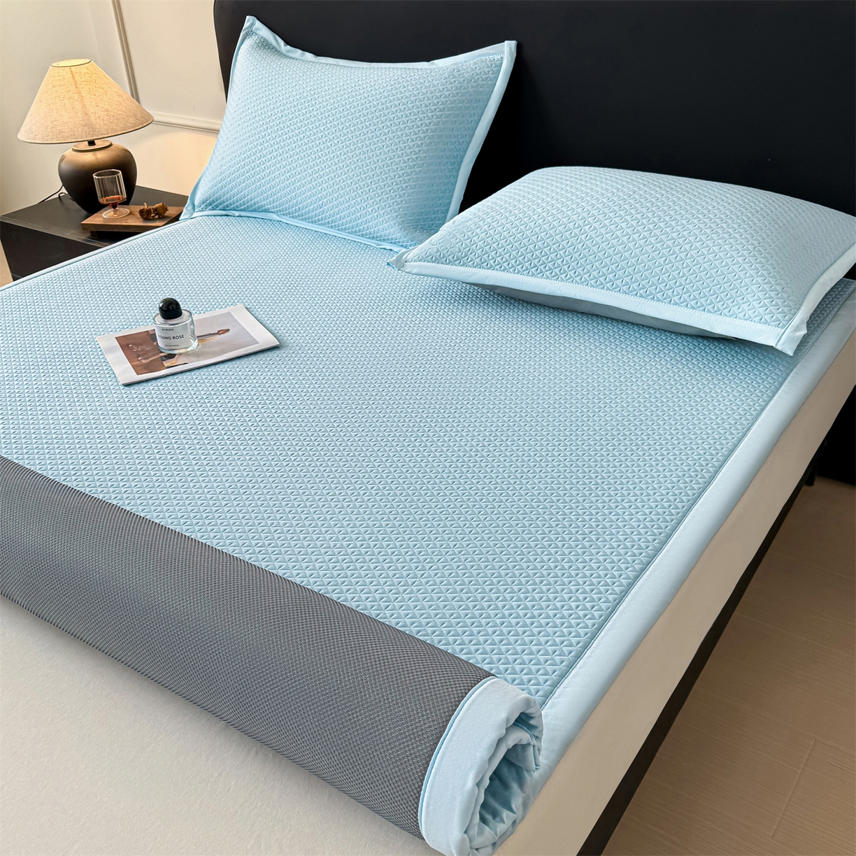 91家纺网 家纺一手货源 找家纺 乐家欣 2026新款夏季高端pe空调软席可水洗席子凉席-慕尚M纹 床席款-慕尚M纹-蓝