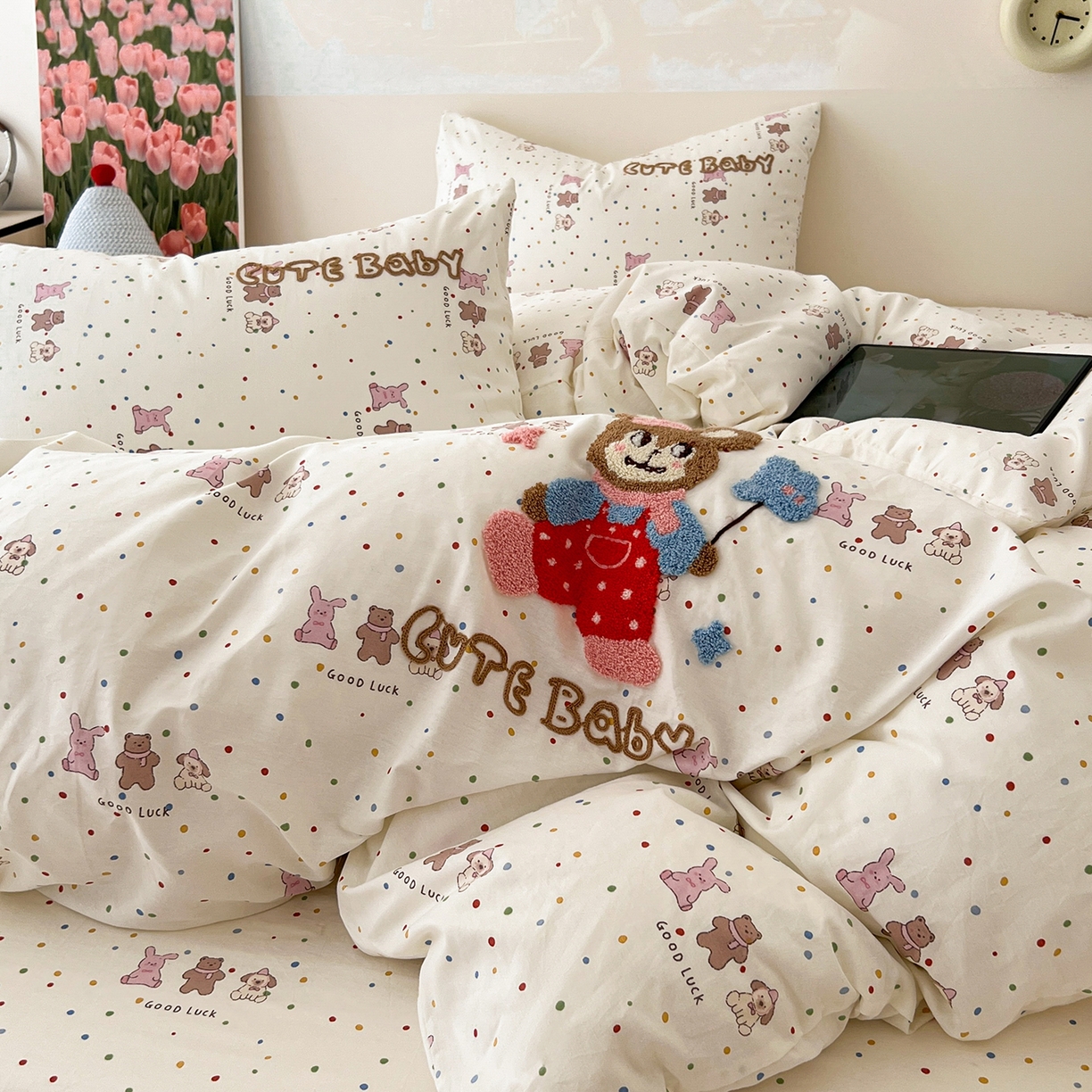 91家纺网 家纺一手货源 找家纺 舒居家纺 2026新款13070全棉纯棉毛巾绣单被套被套单件 玩伴