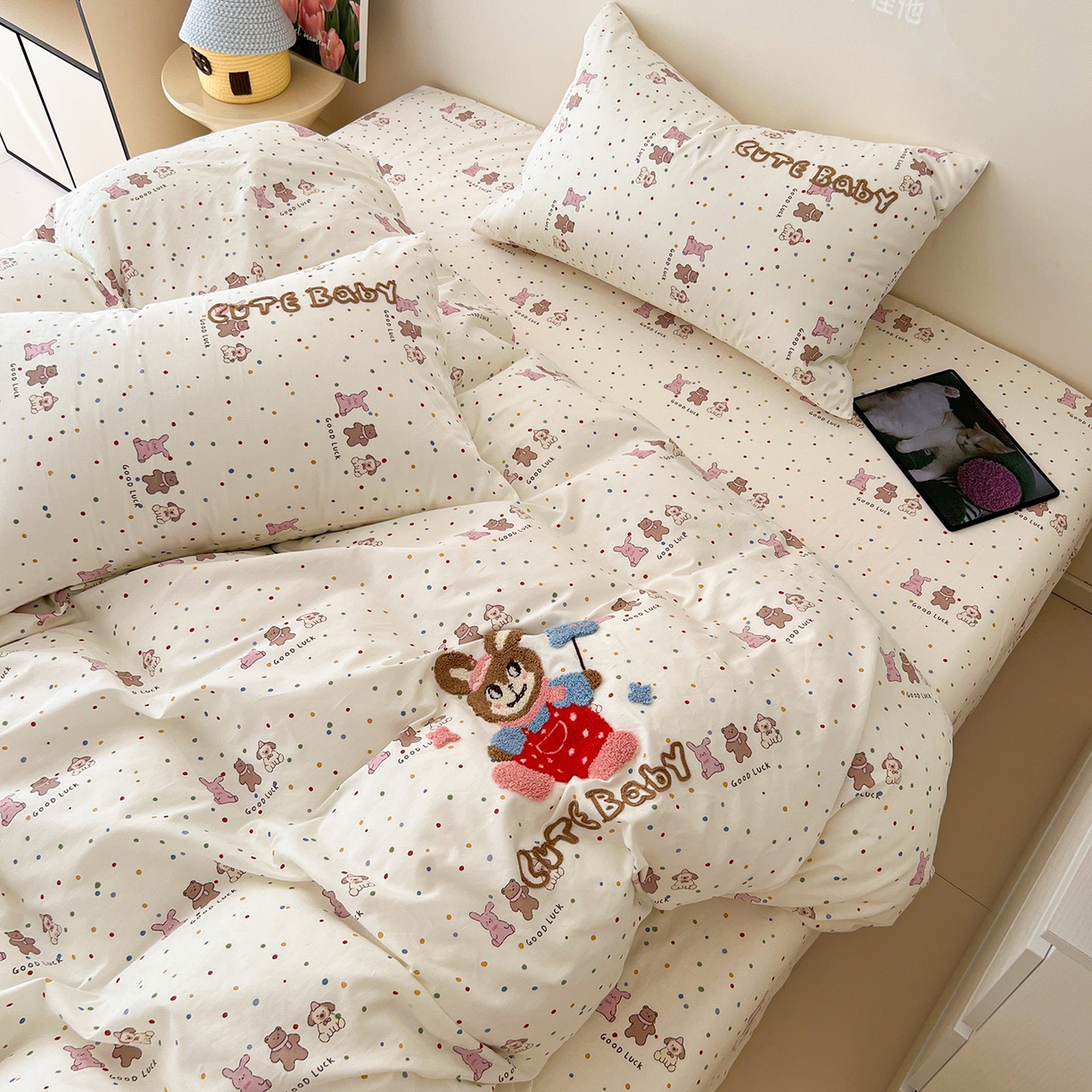 91家纺网 家纺一手货源 找家纺 舒居家纺 2026新款13070全棉纯棉毛巾绣单被套被套单件 玩伴