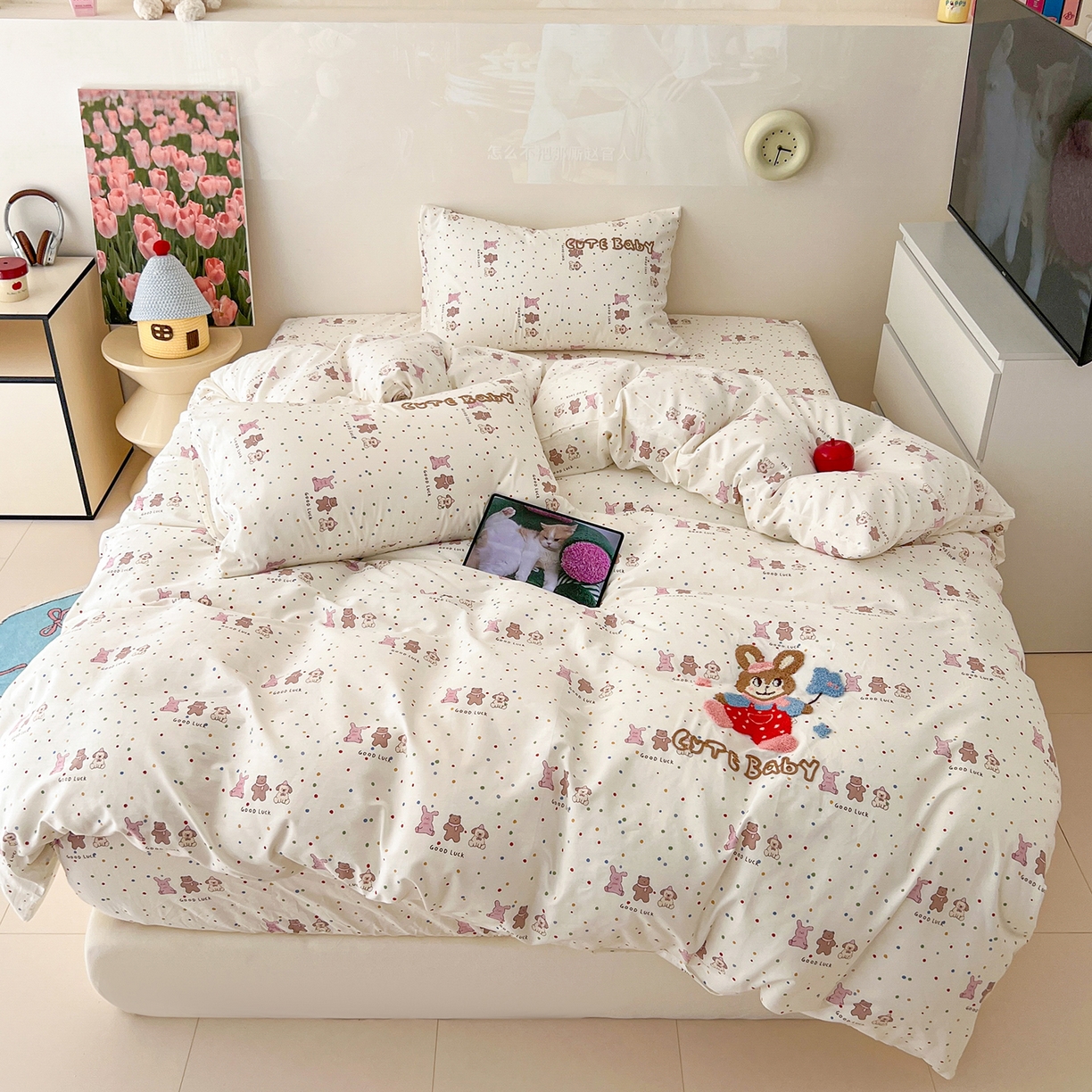 91家纺网 家纺一手货源 找家纺 舒居家纺 2026新款13070全棉纯棉毛巾绣单被套被套单件 玩伴