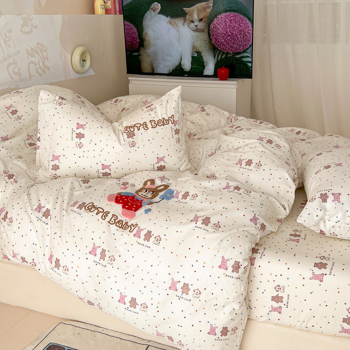 91家纺网 家纺一手货源 找家纺 舒居家纺 2026新款13070全棉纯棉毛巾绣单被套被套单件 玩伴