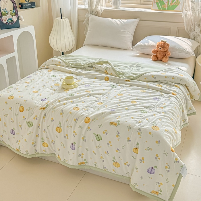 91家纺网 家纺一手货源 找家纺 爱宝被业 2026新款A类水洗棉新疆棉花夏被夏凉被南瓜派对