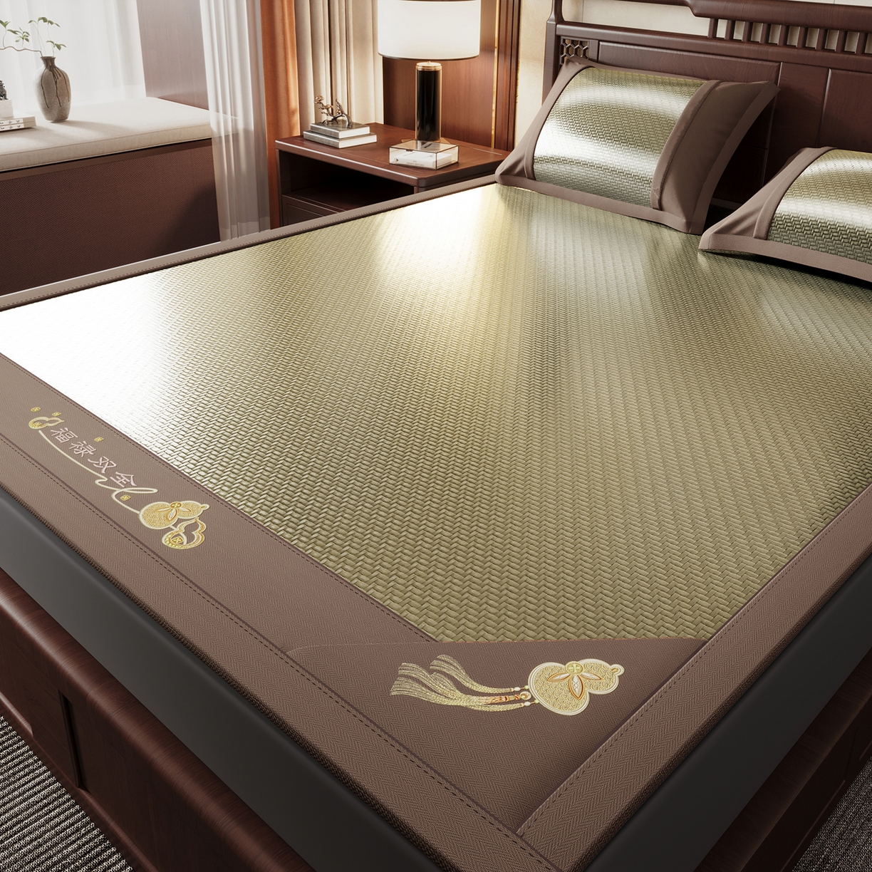 91家纺网 家纺一手货源 找家纺 （总）乐家欣 2026新款夏季高端竹席pe藤席空调软席可水洗席子凉席-葫芦双全