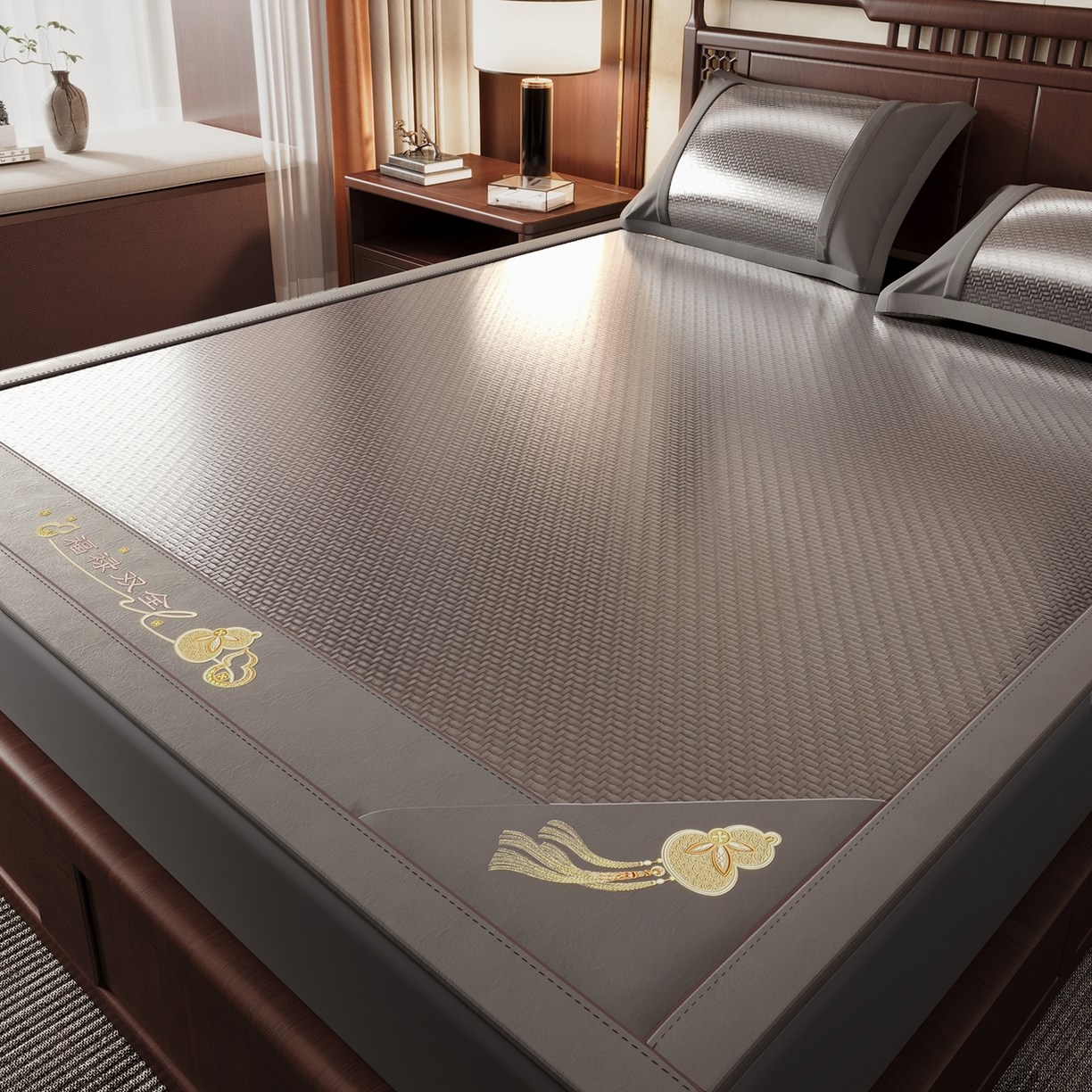 91家纺网 家纺一手货源 找家纺 （总）乐家欣 2026新款夏季高端竹席pe藤席空调软席可水洗席子凉席-葫芦双全