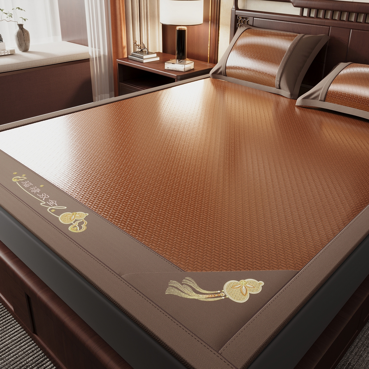 91家纺网 家纺一手货源 找家纺 （总）乐家欣 2026新款夏季高端竹席pe藤席空调软席可水洗席子凉席-葫芦双全