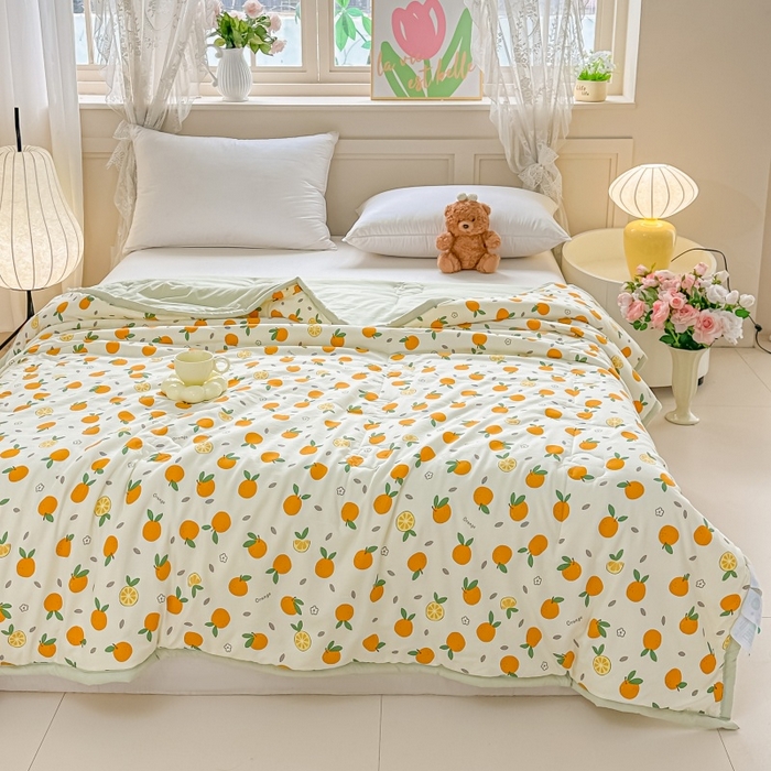 91家纺网 家纺一手货源 找家纺 爱宝被业 2026新款A类水洗棉新疆棉花夏被夏凉被心想事橙