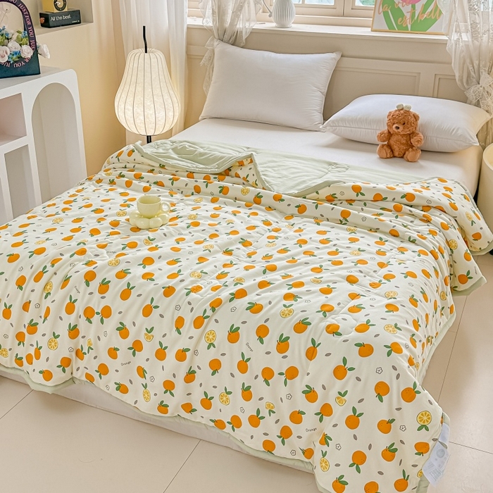 91家纺网 家纺一手货源 找家纺 爱宝被业 2026新款A类水洗棉新疆棉花夏被夏凉被心想事橙