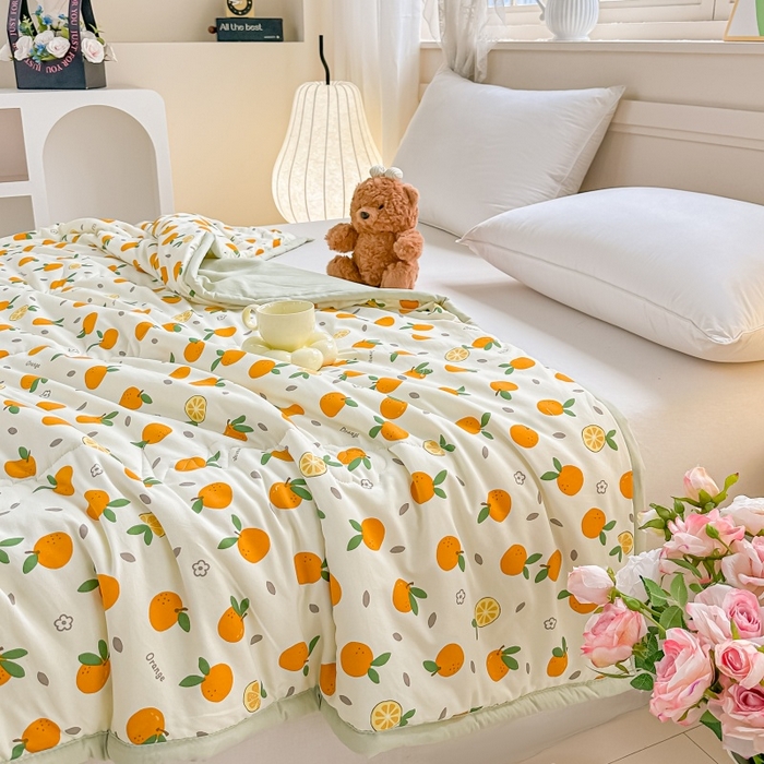 91家纺网 家纺一手货源 找家纺 爱宝被业 2026新款A类水洗棉新疆棉花夏被夏凉被心想事橙