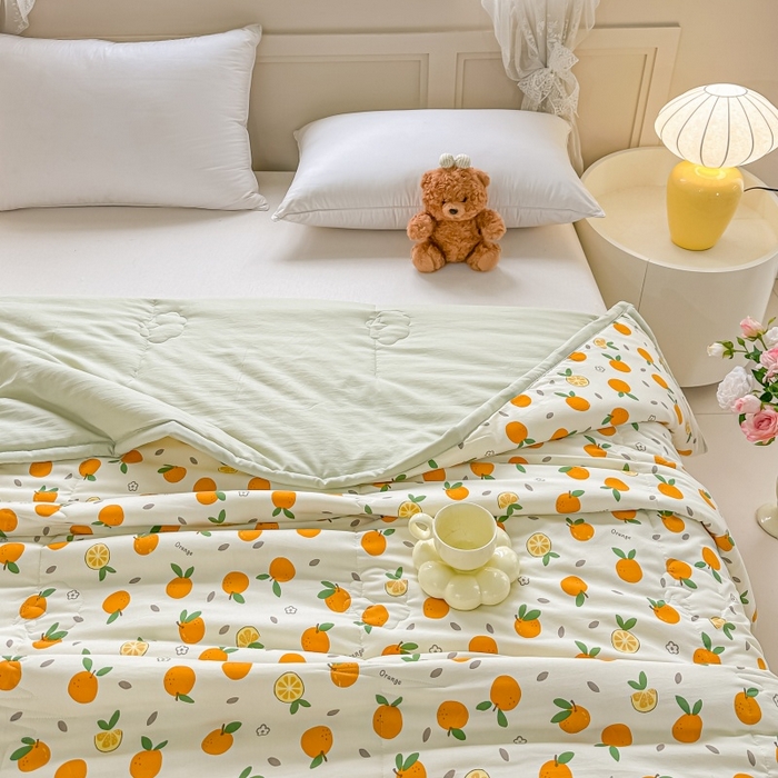 91家纺网 家纺一手货源 找家纺 爱宝被业 2026新款A类水洗棉新疆棉花夏被夏凉被心想事橙