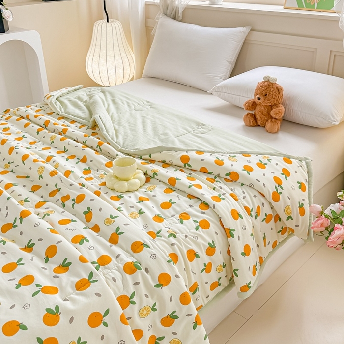 91家纺网 家纺一手货源 找家纺 爱宝被业 2026新款A类水洗棉新疆棉花夏被夏凉被心想事橙