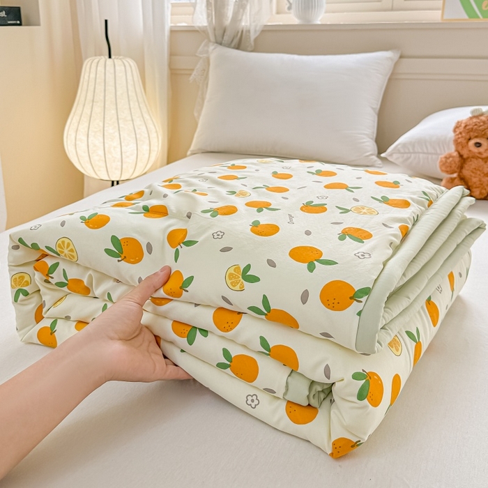 91家纺网 家纺一手货源 找家纺 爱宝被业 2026新款A类水洗棉新疆棉花夏被夏凉被心想事橙