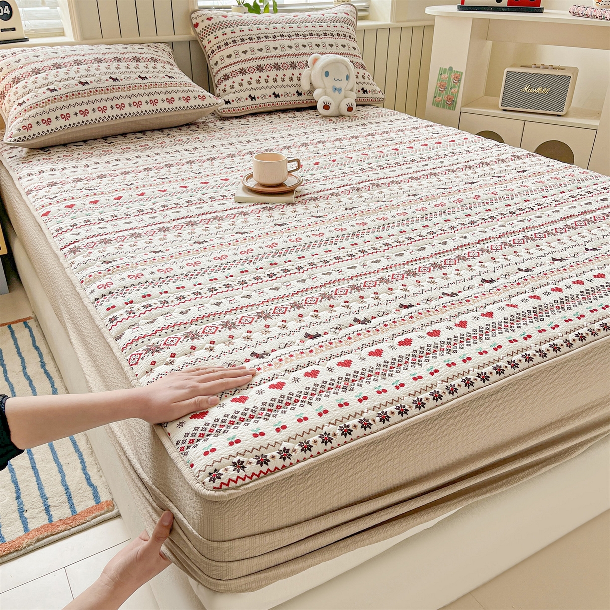 91家纺网 家纺一手货源 找家纺 （总）优眠坊 2026新款亲肤泡芙纱夹棉单床笠床笠单件单品床笠三件套