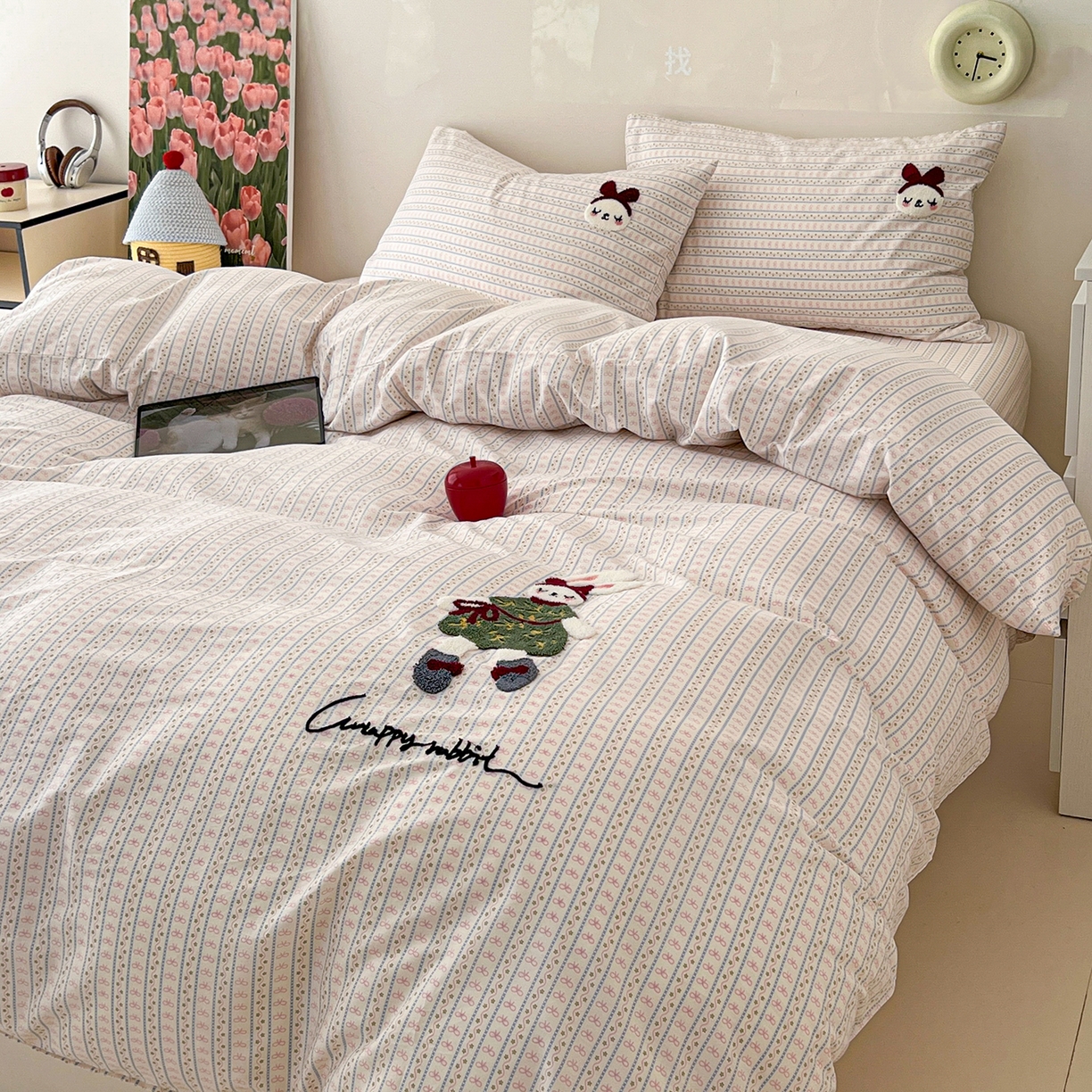 91家纺网 家纺一手货源 找家纺 舒居家纺 2026新款13070全棉纯棉毛巾绣单被套被套单件 友谊结