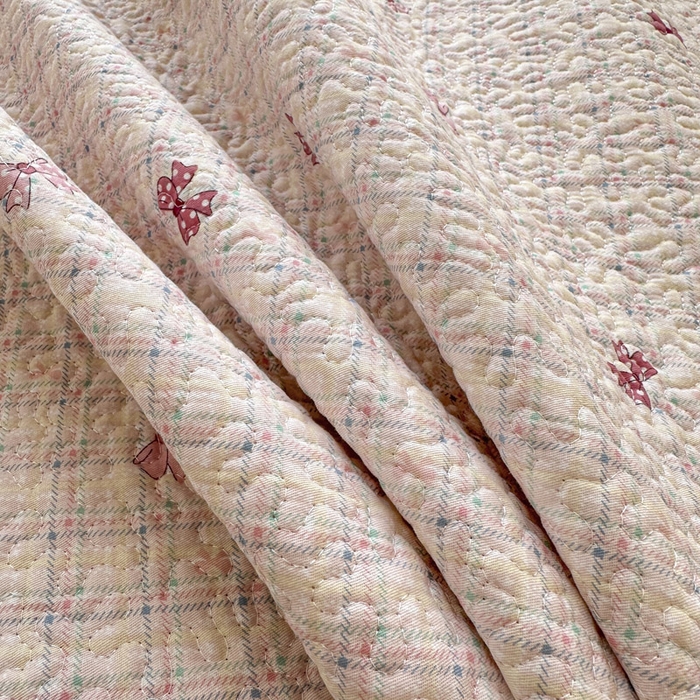 91家纺网 家纺一手货源 找家纺 绵庭家纺 2026新款全棉印花夹棉床盖三件套 梦境手账