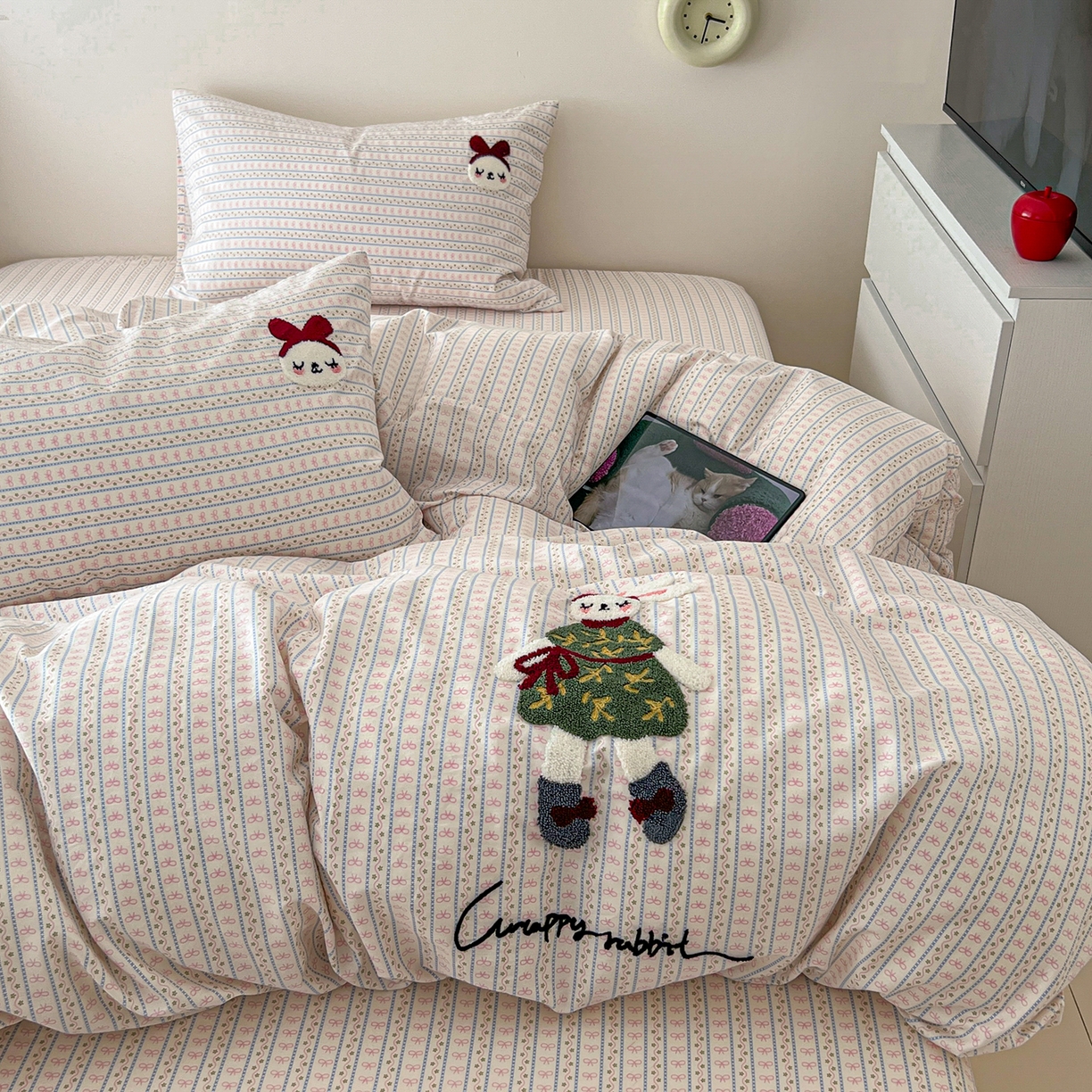 91家纺网 家纺一手货源 找家纺 舒居家纺 2026新款13070全棉纯棉毛巾绣单被套被套单件 友谊结