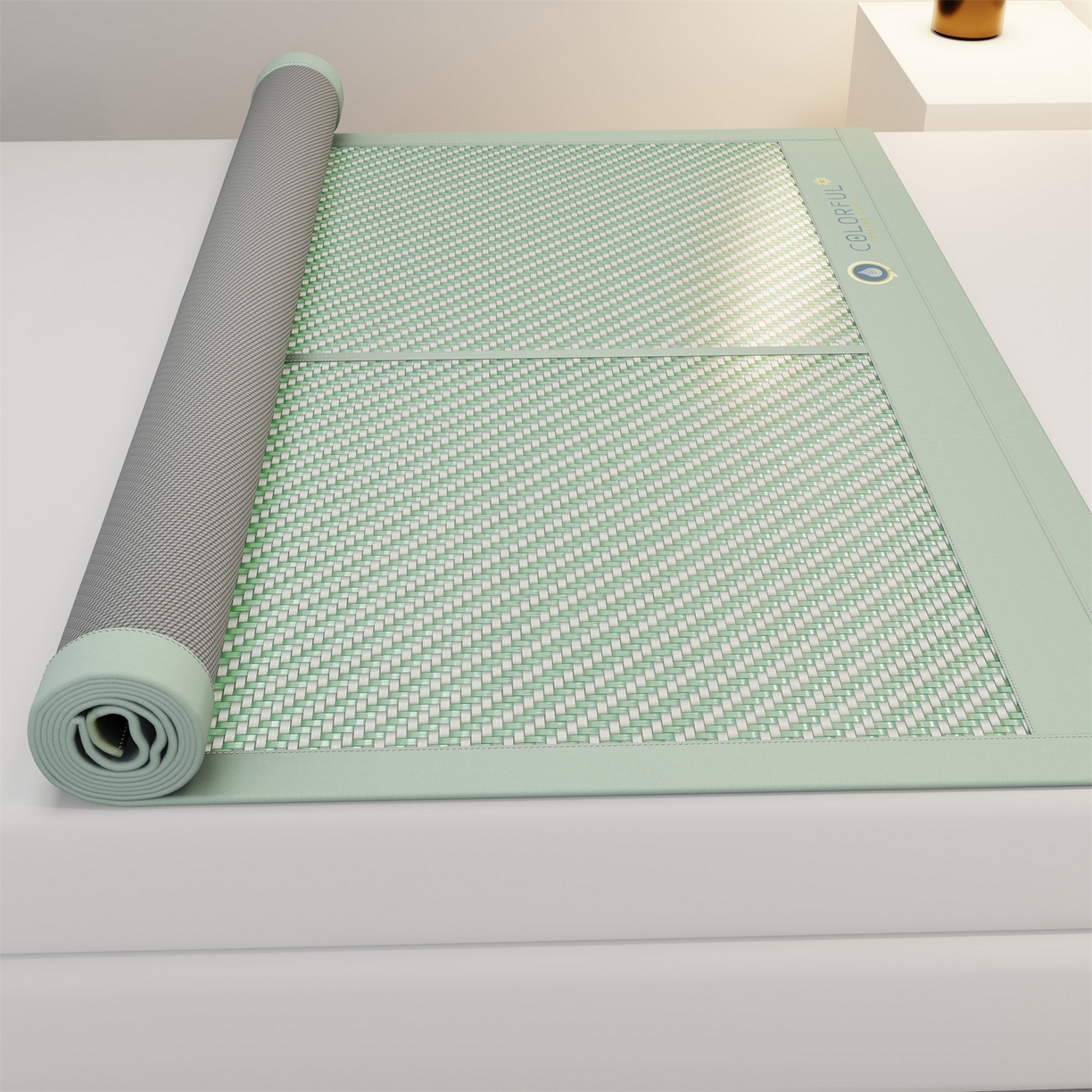 91家纺网 家纺一手货源 找家纺 乐家欣 2026夏季高端凉席竹席新款pe藤席a类母婴级1.8m空调软席子可水洗-青岚织梦系列 青岚织梦-绿