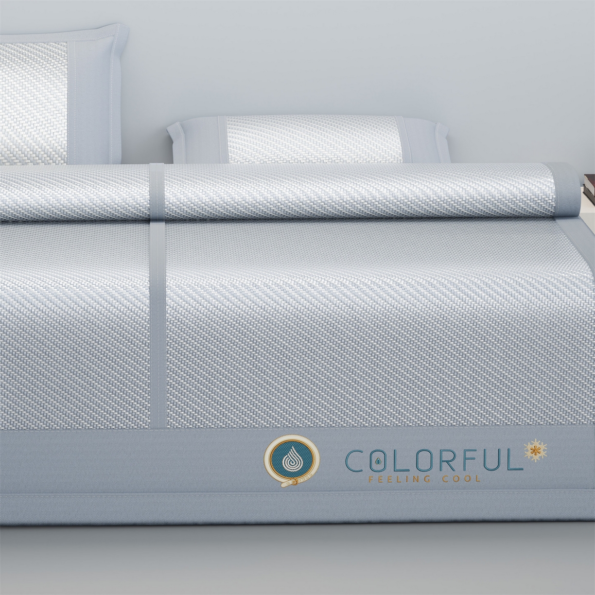 91家纺网 家纺一手货源 找家纺 乐家欣 2026夏季高端凉席竹席新款pe藤席a类母婴级1.8m空调软席子可水洗-青岚织梦系列 青岚织梦-蓝