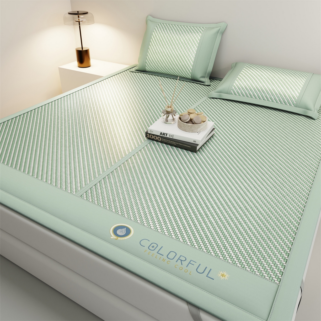 乐家欣 2026夏季高端凉席竹席新款pe藤席a类母婴级1.8m空调软席子可水洗-青岚织梦系列 青岚织梦-绿