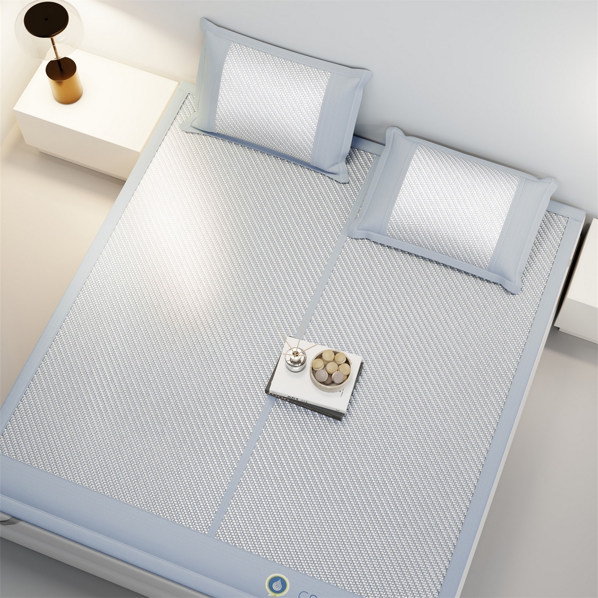 91家纺网 家纺一手货源 找家纺 乐家欣 2026夏季高端凉席竹席新款pe藤席a类母婴级1.8m空调软席子可水洗-青岚织梦系列 青岚织梦-蓝