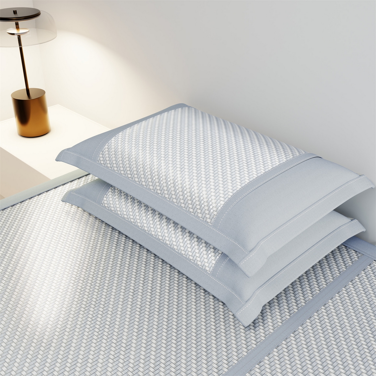 91家纺网 家纺一手货源 找家纺 乐家欣 2026夏季高端凉席竹席新款pe藤席a类母婴级1.8m空调软席子可水洗-青岚织梦系列 青岚织梦-蓝