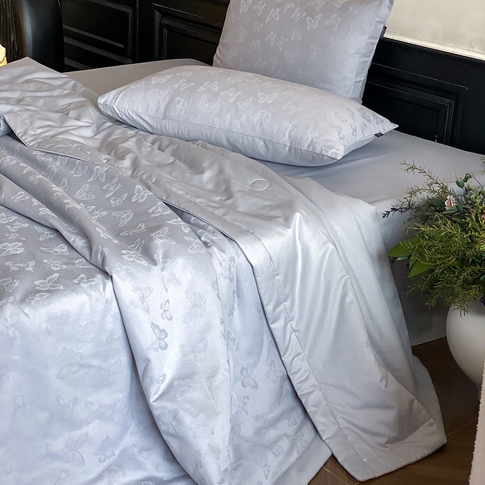 宜代光年 2026新款60S全棉厚织提花夏被夏凉被空调被 夏被-蝶梦悠悠-浅蓝