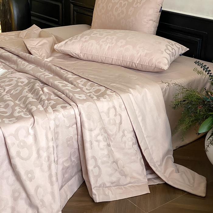 宜代光年 2026新款60S全棉厚织提花夏被夏凉被空调被 夏被-朵朵-浅粉