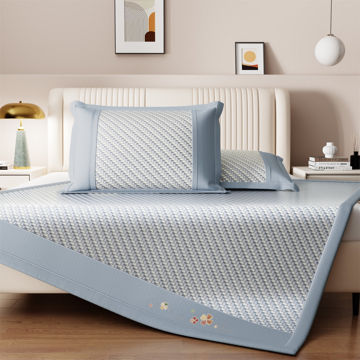 91家纺网 家纺一手货源 找家纺 （总）乐家欣 2026夏季高端凉席竹席新款pe藤席a类母婴级1.8m空调软席子可水洗-四叶花语