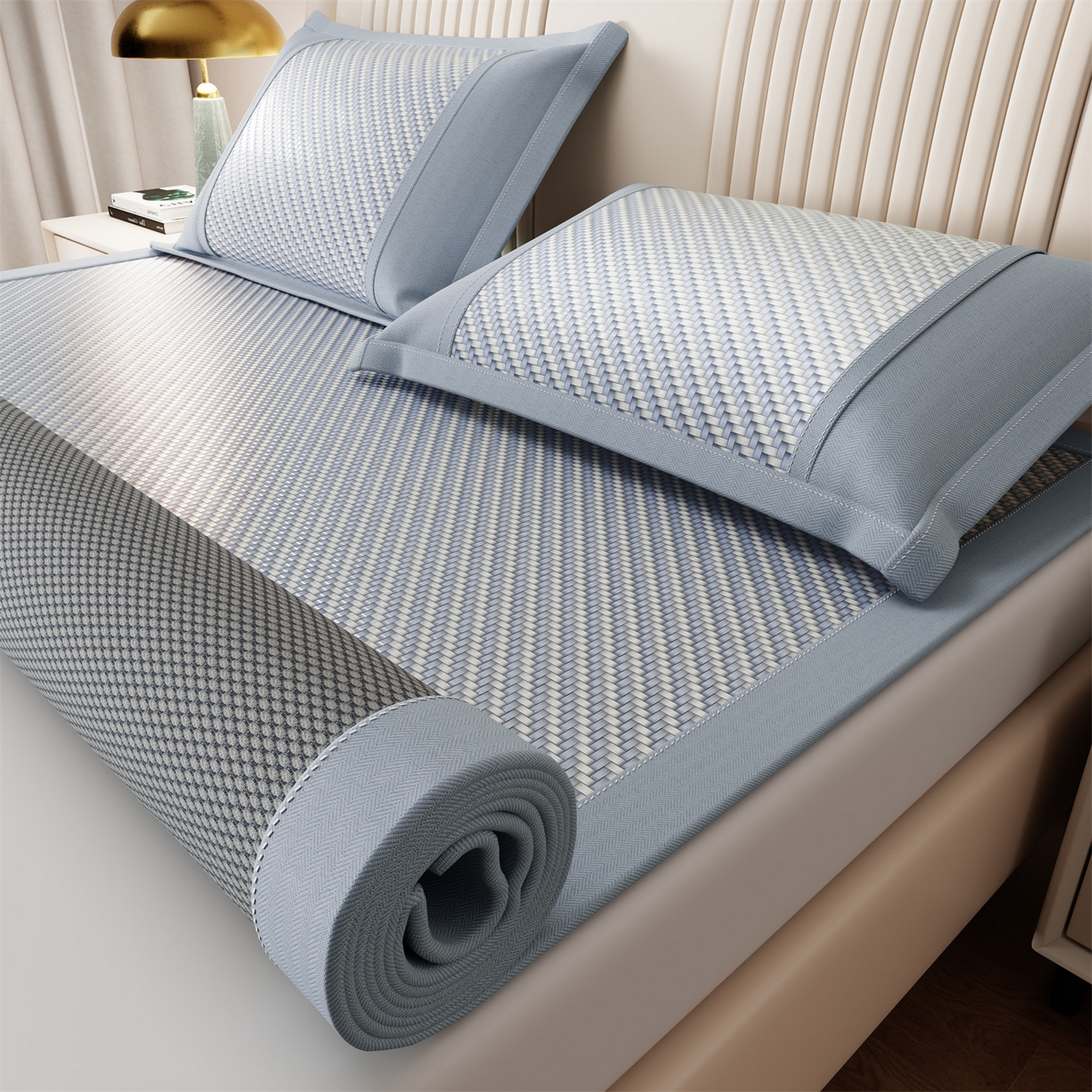 91家纺网 家纺一手货源 找家纺 （总）乐家欣 2026夏季高端凉席竹席新款pe藤席a类母婴级1.8m空调软席子可水洗-四叶花语