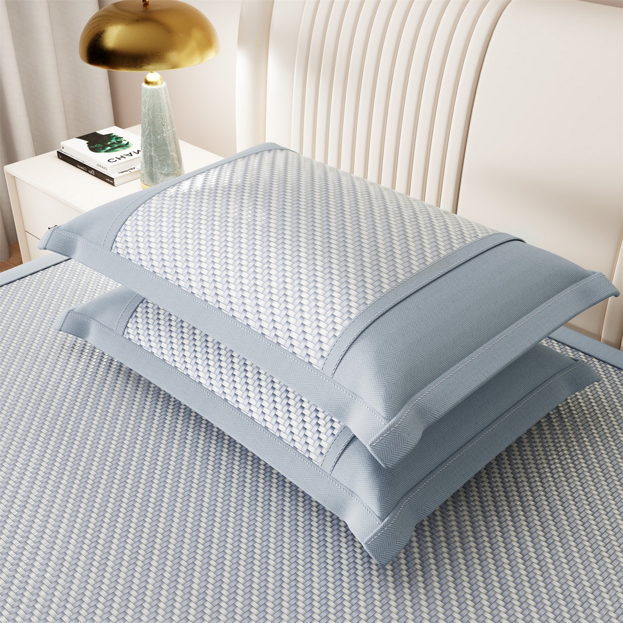 91家纺网 家纺一手货源 找家纺 乐家欣 2026夏季高端凉席竹席新款pe藤席a类母婴级1.8m空调软席子可水洗-四叶花语 四叶花语-兰