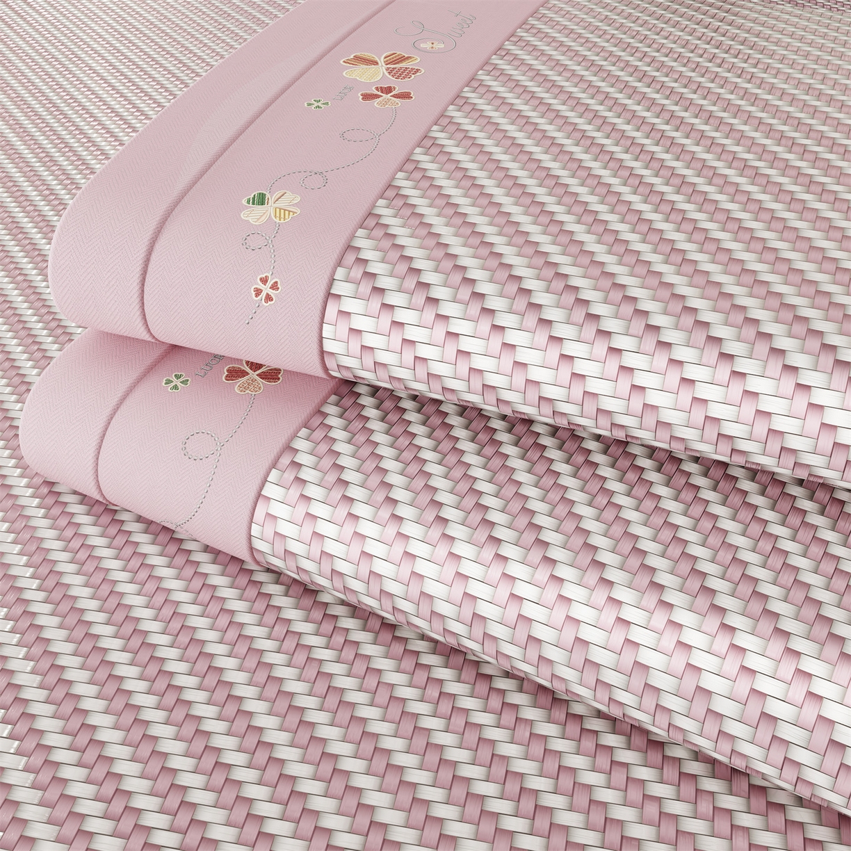 91家纺网 家纺一手货源 找家纺 乐家欣 2026夏季高端凉席竹席新款pe藤席a类母婴级1.8m空调软席子可水洗-四叶花语 四叶花语-粉