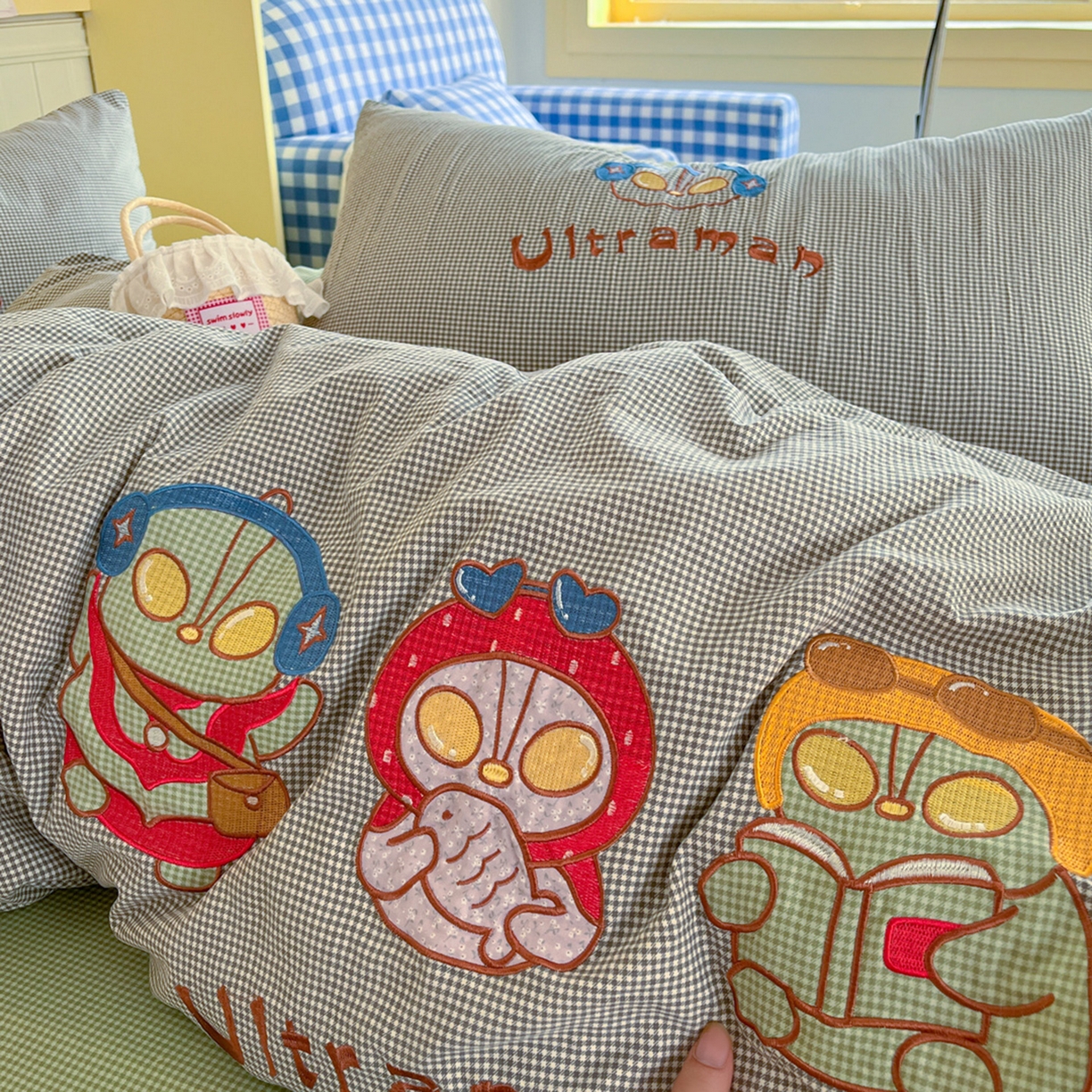 梵克保罗 2026春夏直播热款卡通贴布绣加厚单人双人单被套三件套四件套 奥特兄妹