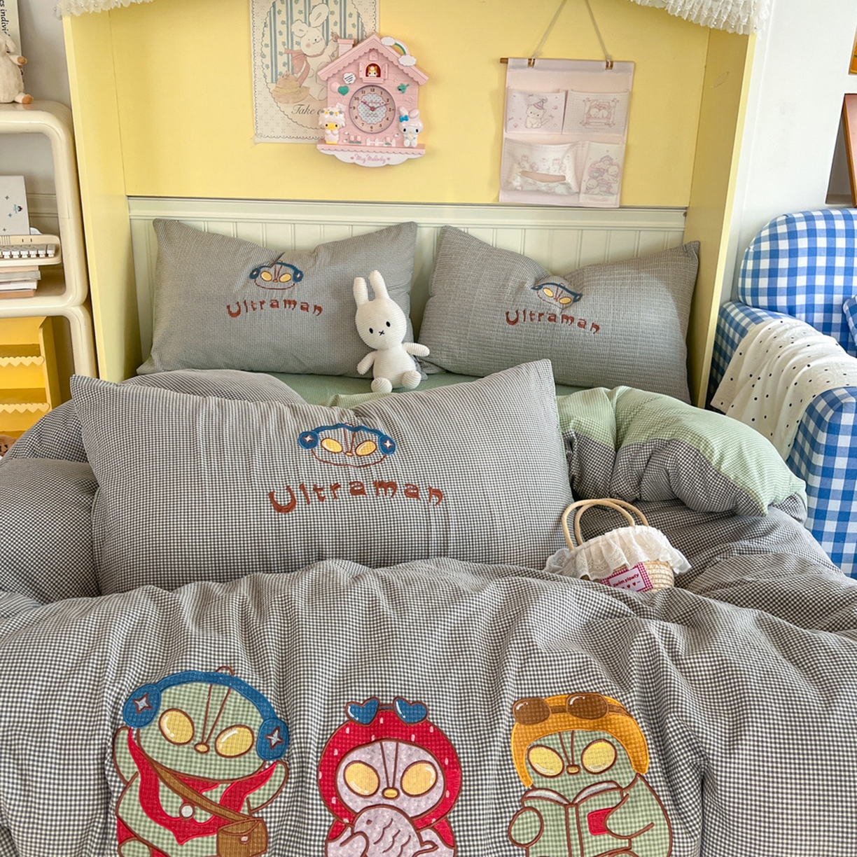 91家纺网 家纺一手货源 找家纺 梵克保罗 2026春夏直播热款卡通贴布绣加厚单人双人单被套三件套四件套 奥特兄妹