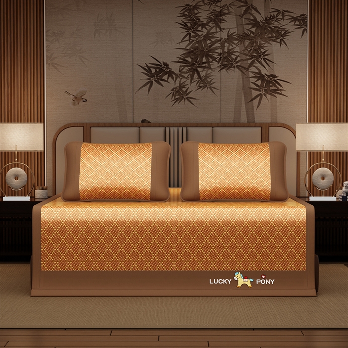 91家纺网 家纺一手货源 找家纺 （总）缦吉 2026新款植物草本凉感刺绣藤席凉席-马上平安