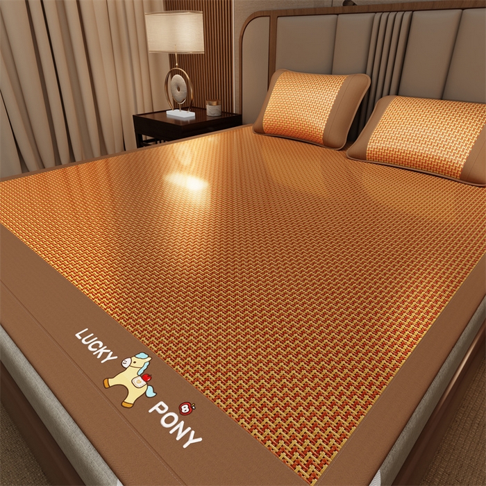 91家纺网 家纺一手货源 找家纺 （总）缦吉 2026新款植物草本凉感刺绣藤席凉席-马上平安