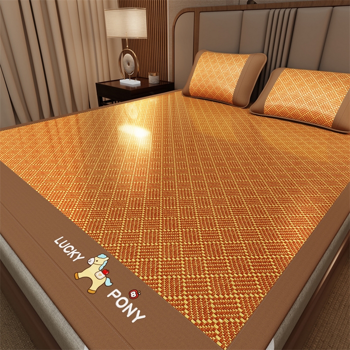 91家纺网 家纺一手货源 找家纺 （总）缦吉 2026新款植物草本凉感刺绣藤席凉席-马上平安