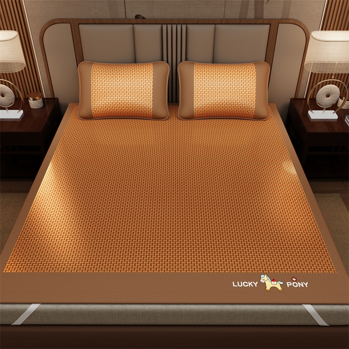 91家纺网 家纺一手货源 找家纺 缦吉 2026新款植物草本凉感刺绣藤席凉席-马上平安 马上平安-步步高