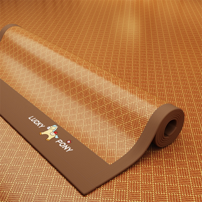 91家纺网 家纺一手货源 找家纺 缦吉 2026新款植物草本凉感刺绣藤席凉席-马上平安 马上平安-金雅纹