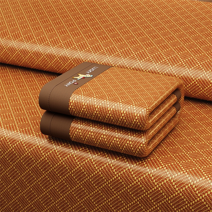 91家纺网 家纺一手货源 找家纺 缦吉 2026新款植物草本凉感刺绣藤席凉席-马上平安 马上平安-金雅纹